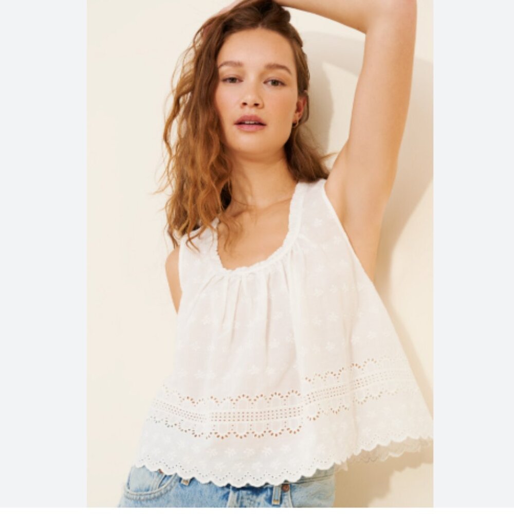 new FREE PEOPLE Marina Eyelet Tank / Clean Ivory 268 1J6